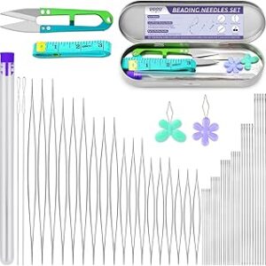 86 Pcs Beading Needle Set, 6 Sizes Big Eye Beading Needles for Seed Beads, Long Straight Bead Needles, Twist Beading Needles, Flexible Needle for Jewelry Making