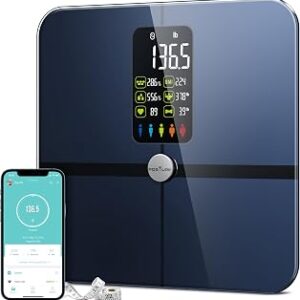 Posture Body Fat Scale, Extra Large Display Digital Bathroom Wireless Weight Scale Composition Analyzer with Heart Rate Heart Index & Body Shape Index with Free APP 400Lb Black