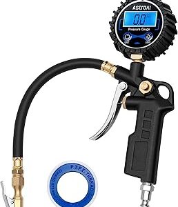 AstroAI Digital Tire Pressure Gauge with Inflator, 3-250 PSI Air Chuck & Compressor Accessories Heavy Duty with Quick Connect Coupler, 0.1 Display Resolution, 1pack