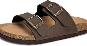 Torotto Kids Sandals Boys Girls Slide Summer Non-slip Cork Glitter Toddler Slippers with Adjustable Straps for Indoor & Outdoor