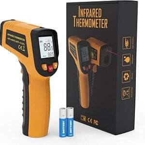 KNINE OUTDOORS Infrared Thermometer Laser Temperature Gun, -58℉ to 1112℉, Single Laser Targeting, Distance to Spot Ratio 12:1, for Cooking, Oven and Meat (Orange)