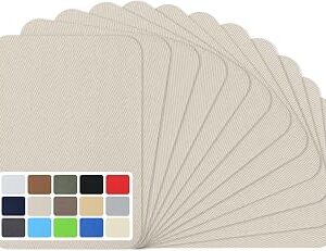 12 Pcs Premium Quality Fabric Iron on Patches, 100% Cotton Repair Patch, Inside & Outside Strong Glue for Clothes Pants Mending and Decorating, Size 3 x 4-1/4 (7.5 cm x 10.5 cm) Beige