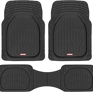 Motor Trend FlexTough Floor Mats for Cars, Black Deep Dish All-Weather Car Mats, Waterproof Trim-to Fit Automotive Floor Mats for Cars Trucks SUV, Universal Floor Liner Car Accessories