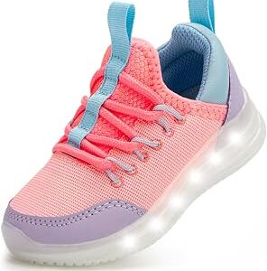 YESKIS Toddler Boys Girls Light Up Shoes Lightweight Mesh Breathable Fashion Led Flashing Walking Running Sneakers for Toddler and Little Kid