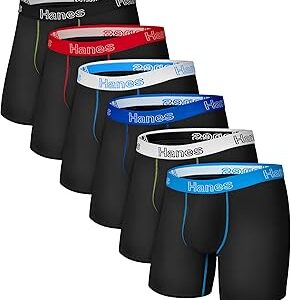 Hanes Men's Boxer Brief Underwear Pack, Stretch Cotton Boxer Briefs for Men, Moisture-wicking, 6-pack