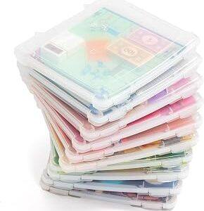 IRIS USA Board Game Storage Craft Organizer Box with Snap-Tight Latch Lid, 10-Pack Portable Plastic Case Bin for Puzzles, Magazines, Hobbies, Art Supplies, Fits 8.5 x 11 & A4 Papers, Slim, Clear