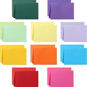 Guakicae 100 packs 10 Assorted Colors Cards and Envelopes 5 x 7 Printable Heavyweight Blank Folded Cardstock and A7 Envelopes for Wedding Invitations, Thank You Cards, Baby Shower, Party