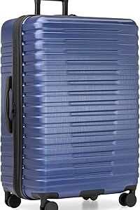 U.S. Traveler Boren Expandable Hardside Rugged Travel Luggage with 8 Spinner Wheels, Navy, Checked-Large 30-Inch