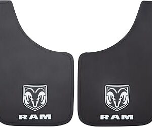 Plasticolor 000490R01 RAM White Logo Easy Fit 9x15 Mud Guard - Left and Right Set