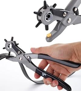 UNCO- Leather Hole Punch Tool, 6 Different Hole Sizes (5/64, 3/32, 7/64, 1/8, 5/32, 3/16), Durable Hole Punch for Watch Bands, Straps, Dog Collars, Saddles, Shoes, Fabric, DIY Craft Projects