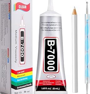 FITTDYHE B7000 Glue Clear with Precision Tip,50Ml B7000 Glue Clear for Rhinestones Glue for Crafts, Multipurpose Jewelry Glue for Fabric DIY Craft Makeup Shoes Jewelry Making Nail Art