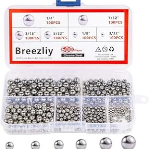 600 Piece 6 Sizes Assorted Loose Bicycle Bearing Balls 1/4 7/32 3/16 5/32 1/8 and 3/32