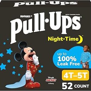 Pull-Ups Boys' Night-Time Potty Training Pants, Size 4T-5T Overnight Training Underwear (38-50 lbs), 52 Ct