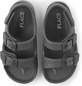 The Children's Place Baby Boys and Toddler Everyday Double Buckle Slide Sandals with Backstrap