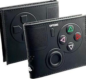 Retro Gamepad-Inspired Boys Wallet - Silicone Surface Material with Classic Game Gamepad Design, Multiple Card Slots and Coin Pocket - Video Game Kids Wallet in Black (#2) -1 PACK