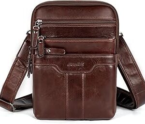 Leather Messenger Bag for Men, Small Leather Sling Shoulder Bag Messenger Pack for Men, Man Purse