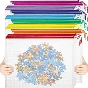 24pcs Mesh Zipper Pouch File Bags Puzzle Storage Bags, A3 17x12 Inches Large Reusable Zipper Pouches for Organizing Classroom Board Game Organization