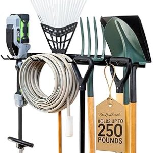 StoreYourBoard 36 Garage Tool Organizer Wall Mount | Garden Tool Organizer System | Heavy Duty Garden Tool Storage Rack for Yard Tools Rakes Shovels 250lbs Garage Organization | 4 PVC Coated Hooks