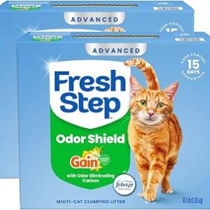 Fresh Step Advanced Odor Shield Multi Cat Clumping Litter with Febreze Freshness, Low Dust, Odor Control with Ammonia Block Tech, Compatible in Automatic Litter Boxes, 37 lb. (2 x 18.5 lb.)