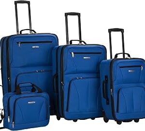 Rockland Journey Softside Upright Luggage Set,Expandable, Blue, 4-Piece (14/19/24/28)