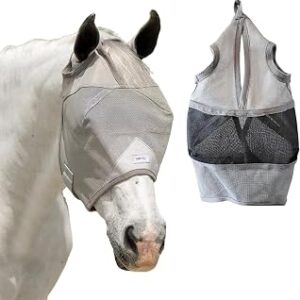 Plus-Size Horse Mask Without Ears - 95% UV Eye Protection - Built-in Visor - Breathable, Lightweight Mask - Adjustable Fit for Comfort Horse (Large Size)