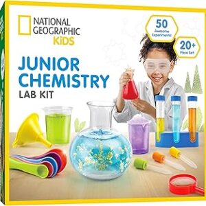 National Geographic Junior Chemistry Set - Complete Early Learning Lab Kit with 50 Science Experiments for Kids and 20+ Lab Tools, Chemistry Set, Science Experiments for Kids 4-6