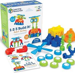 Learning Resources 1-2-3 Build It! Robot Factory - Building Toys, Early Engineering and Science, STEM Activities, Fine Motor Skills, Toddler Explorer Kit, Construction Bots, Boys and Girls Gifts