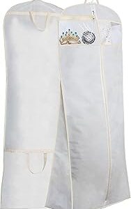 MISSLO 70 Bridal Wedding Gown Dress Garment Bag with Accessories Pouch Large Travel Garment Cover 8 Gusset (White)