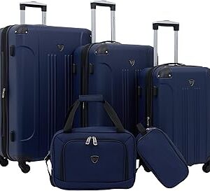 Travelers Club Chicago Hardside Expandable Spinner Luggages, Navy Blue, 5 Piece Set, TCL-77995-410