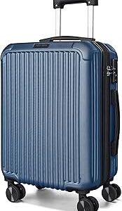 LIGHT FLIGHT Carry On Luggage 22x14x9 Airline Approved, Durable Hard Shell Carry On Suitcases with Wheels, Expandable Hardside Lightweight Travel Luggage with TSA Lock, Royal Blue