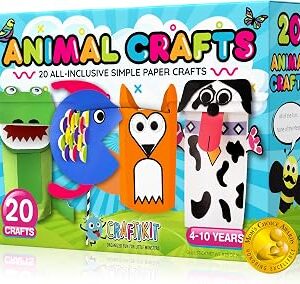 Craftikit® 20 Award-Winning Animal Toddler Arts and Crafts for Kids Ages 3-10 Years, All-Inclusive Animal Craft Kits, Fun Toddler Craft Box for Girls, Boys in Preschool