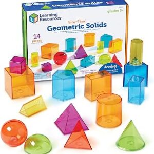 Learning Resources View-Thru Geometric Solids - Classroom Must Haves, Teacher Supplies, Geometry Set, Pattern Blocks, Homeschool, 3d School Shapes For Teaching, Math Manipulatives Essentials