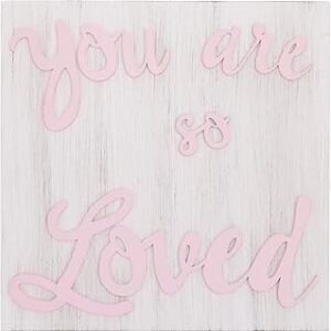 NoJo Little Love You are so Loved Pink and White Square Wood Nursery Wall Décor
