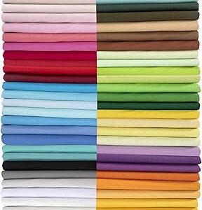 Aubliss 50pcs 100% Cotton Fabric Bundle 10 x 10 PreCut Fat Squares Sheets Printed Floral Sewing Supplies for Patchwork Sewing DIY Crafting Quilting Fabric (50PCS 10x10, Solid)