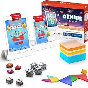 Osmo - Genius Starter Kit for iPad - Includes 5 Games (Latest Version) - Ages 6-10 - Math, Spelling & STEM - Educational Toy for Boys & Girls (Base Included)