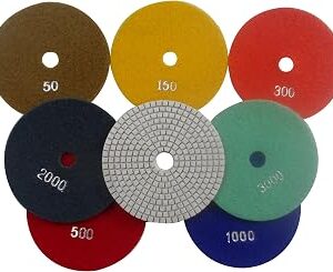 Professional Grade Diamond Polishing Pads 5 inch Wet 7 Piece Set Granite Stone Concrete Marble