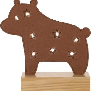 Little Love by NoJo LED Lighted Nursery Décor - Adorable Brown Bear Design with Natural Wood Base