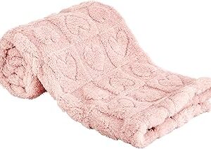 Yurhap Fleece Baby Blanket Heart Checkered Blanket, Ultra Soft Cozy Baby Blankets for Girls Boys, Fluffy Infant Toddler Newborn Receiving Blankets for Crib Stroller 30”×40” (Light Pink)