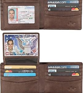 Wallet for Men-Genuine Leather RFID Blocking Bifold Stylish Wallet With 2 ID Window