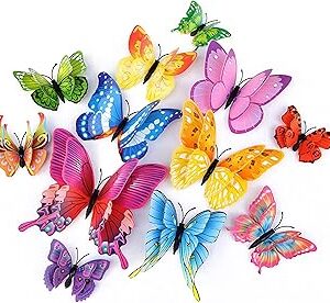 OPSEAM Butterfly Wall Decor 24/48 PCS, 3D Butterflies Stickers for Party Decorations with Magnets(Colorful, 24)
