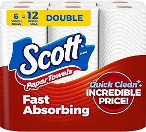 Scott Paper Towels, Choose-A-Sheet, 6 Double Rolls = 12 Regular Rolls (108 Sheets Per Roll)