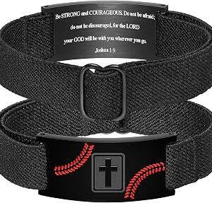 Christian Cross Baseball Bracelet for Men Son Players Team Gifts Religious Confirmation Baptism Bible Gifts Adjustable Party Favor for Graduation Birthday Gifts for Boys Kids Teen Fan Brother Friends