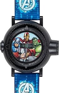 Marvel Avengers Kids Digital Projection Watch with 10 Image Projector, Comfortable Strap, and Durable Design - Fun and Interactive Timepiece for Boys, Perfect for Young Avengers Fans