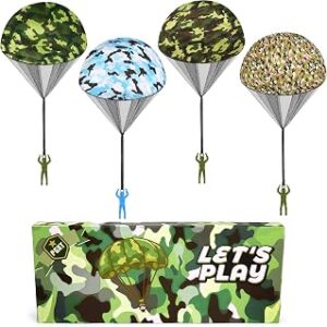 Parachute Toy for Kids, Army Outdoor Toys Flying Parachute Men, Inside & Outside Toys for or 3 4 5 6 7 8 9 10 11 12 Year Old, Easter Basket Stuffers for Kids Idea 2026 Unique Boys Party Favors