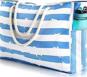 SRISE Large Beach Bag for Women & Men, Beach Bags Waterproof Sandproof, Travel Tote Bag, Swim Pool Bag for Family Outdoor