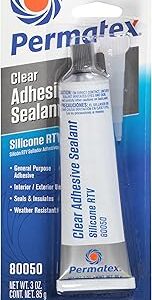 Permatex 80050 Clear RTV Silicone Adhesive Sealant, 3 oz