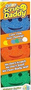 Scrub Daddy Color Sponges - Scratch-Free Multipurpose Dish Sponges for Kitchen, Bathroom & Household Cleaning - Made with BPA-Free Polymer Foam (3 Count)