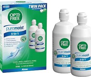 Opti-Free Puremoist Multi-Purpose Contact Lens Solution with Lens Case, 20 Fl Oz (pack of 2- 10oz bottles)