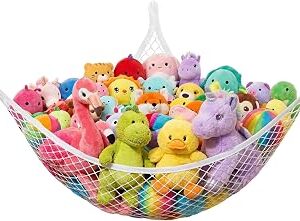 Stuffed Animal Net Hammock for Plushie Toys, Stuffed Animal Hammock Corner for Kids' Room Decor, Ideas for Organizing Stuffy Collection, 1 Pack, White