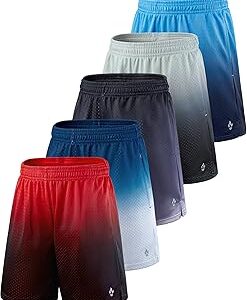 Liberty Pro 5 Pack Boys Athletic Shorts Mesh Basketball Shorts with Pockets, Youth Teen Kids Quick Dry Gym Sports Activewear